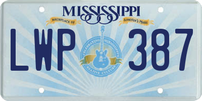 MS license plate LWP387