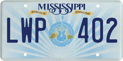 MS license plate LWP402