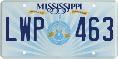 MS license plate LWP463
