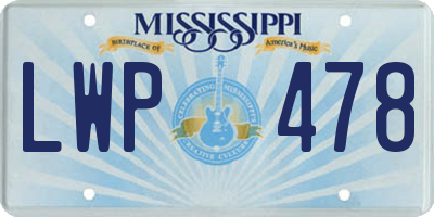 MS license plate LWP478