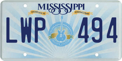 MS license plate LWP494