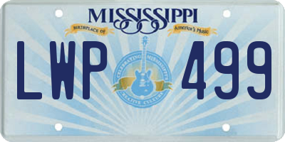 MS license plate LWP499