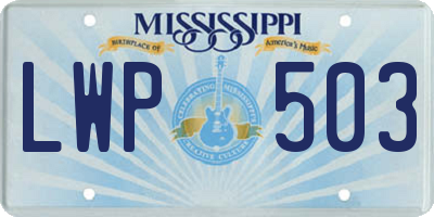 MS license plate LWP503