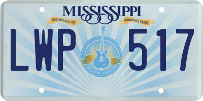 MS license plate LWP517