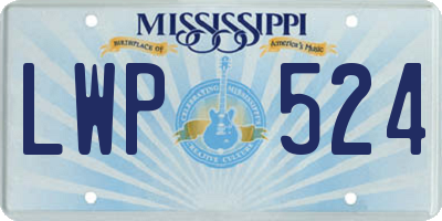 MS license plate LWP524
