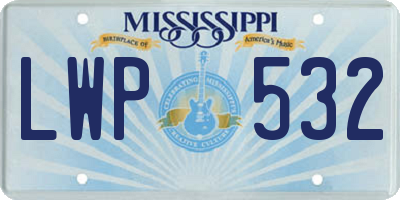 MS license plate LWP532