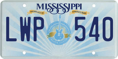 MS license plate LWP540