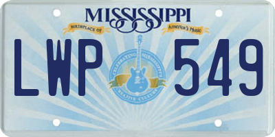 MS license plate LWP549