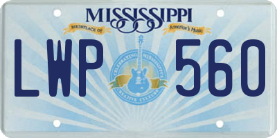 MS license plate LWP560