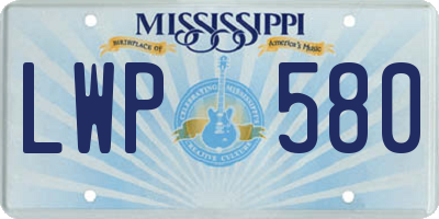 MS license plate LWP580