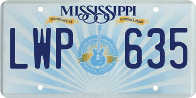 MS license plate LWP635