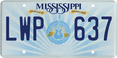MS license plate LWP637
