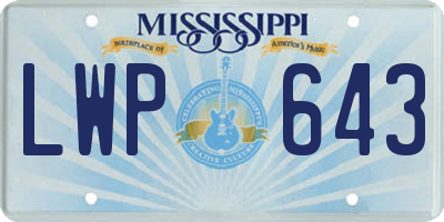 MS license plate LWP643