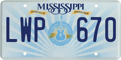 MS license plate LWP670