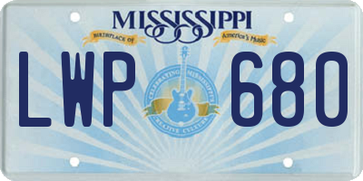 MS license plate LWP680