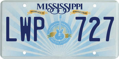 MS license plate LWP727