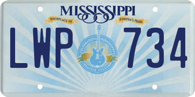 MS license plate LWP734