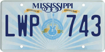 MS license plate LWP743