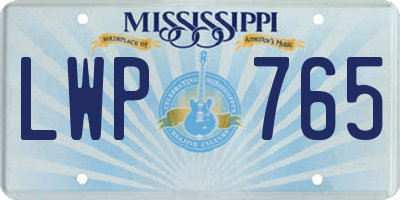 MS license plate LWP765