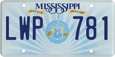 MS license plate LWP781