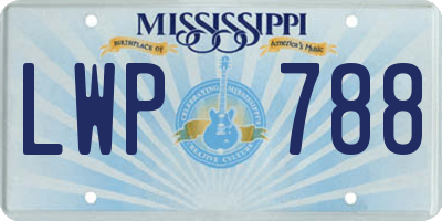 MS license plate LWP788