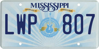MS license plate LWP807