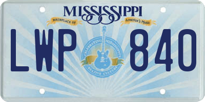 MS license plate LWP840