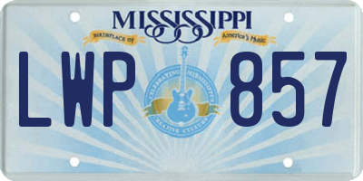 MS license plate LWP857