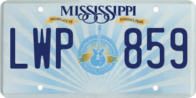MS license plate LWP859