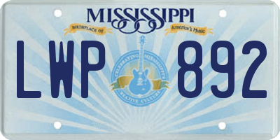 MS license plate LWP892