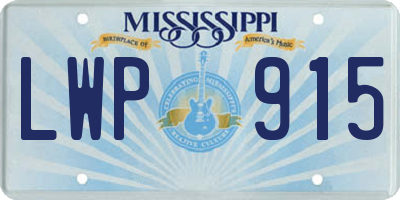 MS license plate LWP915