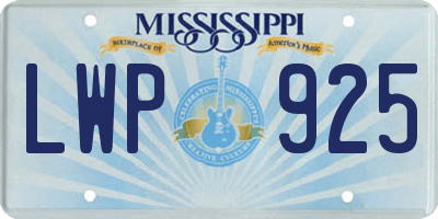 MS license plate LWP925