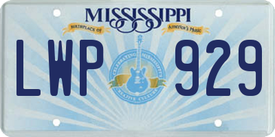 MS license plate LWP929