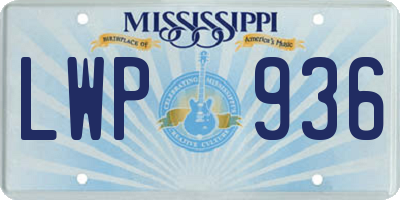 MS license plate LWP936