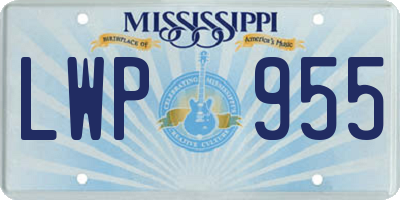 MS license plate LWP955
