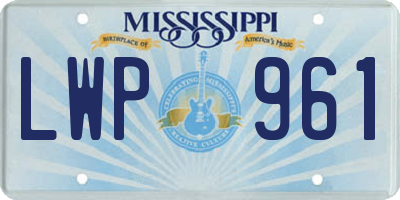 MS license plate LWP961