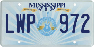 MS license plate LWP972