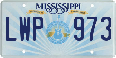 MS license plate LWP973