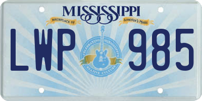 MS license plate LWP985