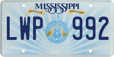 MS license plate LWP992