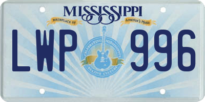 MS license plate LWP996