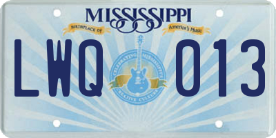MS license plate LWQ013
