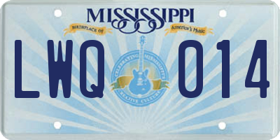 MS license plate LWQ014