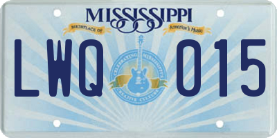 MS license plate LWQ015