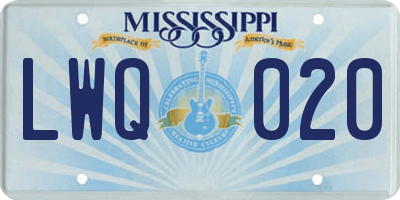 MS license plate LWQ020