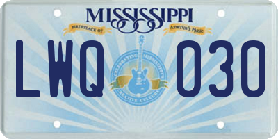 MS license plate LWQ030