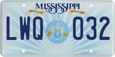 MS license plate LWQ032
