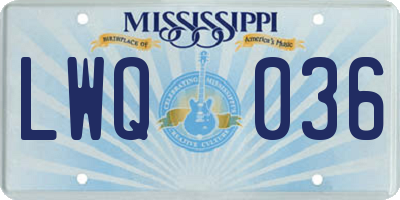 MS license plate LWQ036