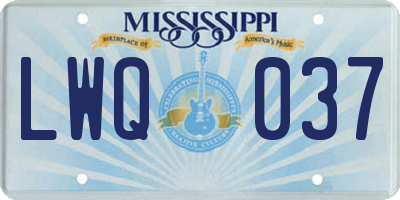 MS license plate LWQ037