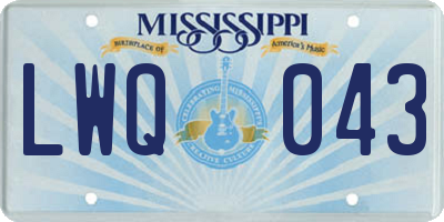 MS license plate LWQ043